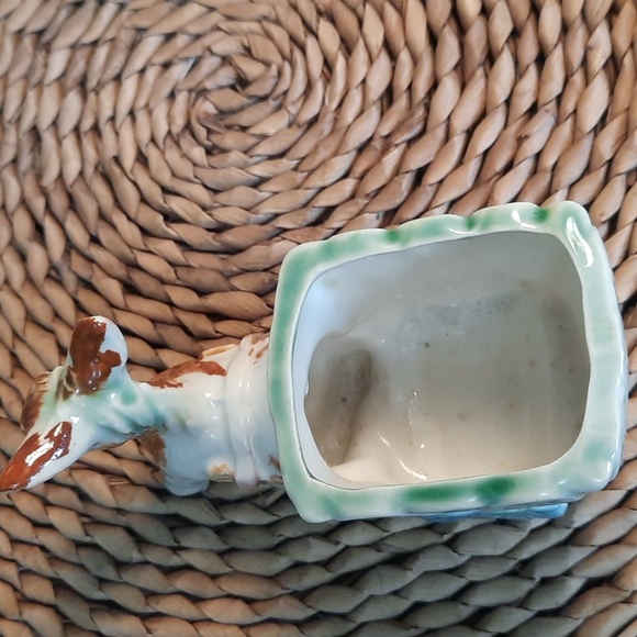 Vintage Hand Painted Ceramic Burro Donkey Pulling Cart Planter/Figurine - Picture 8 of 11
